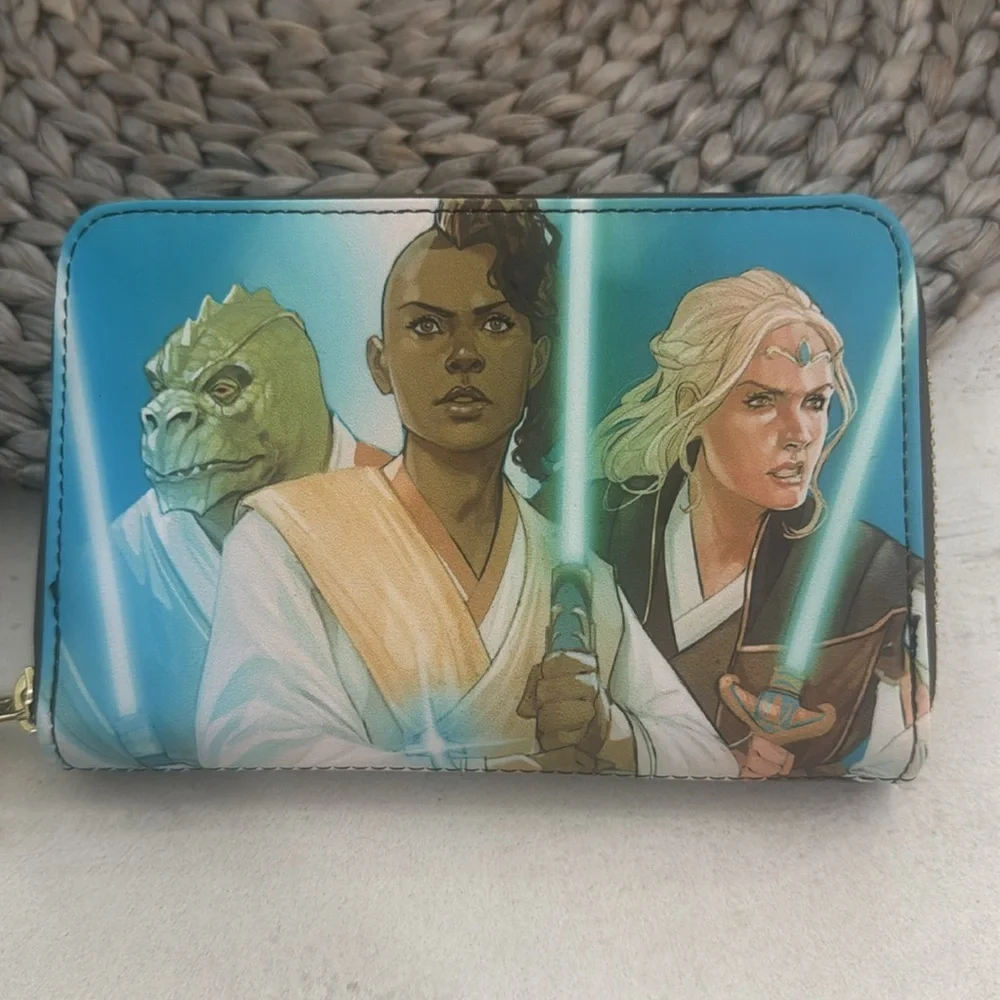 Loungefly Star Wars Zip Around Wallet Black Gold NWT